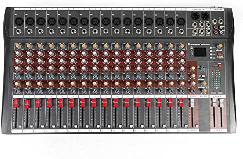 Bluetooth Studio Audio Mixer Live Sound Mixing Console Desk System Interface with USB Drive for PC Recording Input AC 110V 50Hz 18W for Professional and Beginners Recording Function (16 Channel)