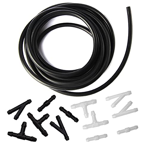 Windshield Washer Hose Kit – 4 Meter Universal Washer Fluid Hose with 12 Pcs Hose Connectors, Suitable for Most Windshield Washer Nozzle Installation, Connect Car Water Pump and Nozzles