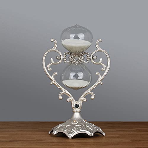30min European Heart-Shaped Clamshell Rotating Metal Hourglass Timer Home Desktop Ornaments Office furnishings Crafts Sand Clock Creative Birthday Gifts