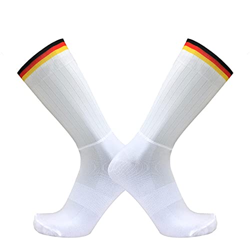 HHSW Cycling Socks For Men Anti-Slip Silicone Summer Aero White Line Cycling Sports Running Socks-Striped_Black_And_Yellow_One_Size_(35-46)