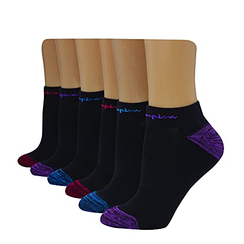 Champion Women’s No Show Performance Socks, 6 and 12-Pair Packs Available, Black, 9-11