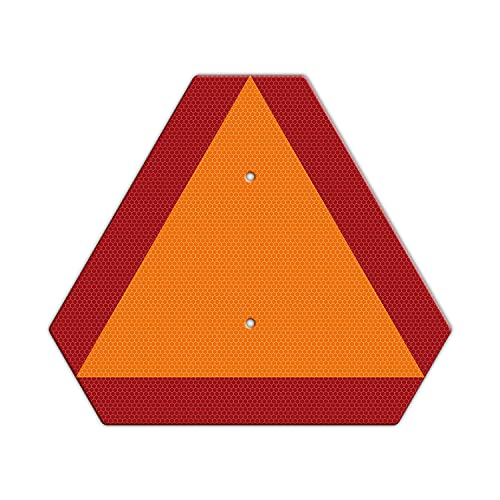 Slow Moving Vehicle Sign Triangle Sign with Reflector, Farm Triangle Safety Sign, SMV Sign, 14 x16 Engineering Grade Reflective Aluminum Golf Cart Accessories, Up to 7 Years Outdoor (Orange)