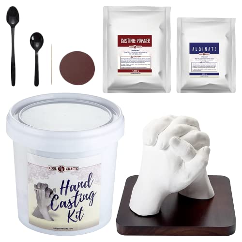 Hand Casting Kit for Couples | DIY Plaster Statue Molding Kit | DIY Hand Mold Kit | Anniversary for Men, Women | Wedding Gift | Wooden Mahogany Base | Mother’s Day Gifts for Wife