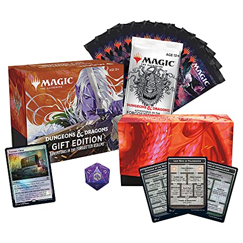 Magic The Gathering Adventures in The Forgotten Realms Gift Bundle | 10 Draft Boosters | 1 Collector Booster | Accessories