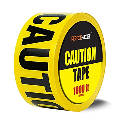 PERFORMORE Caution Tape, 3 Inch x 1000 Ft Yellow Barricade Caution Tape Roll, High Visibility, Tear Waterproof Resistant Non Adhesive Safety Tape for Danger Hazardous Construction Areas or Crime Scene