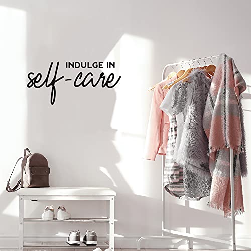 Vinyl Wall Art Decal – Indulge In Self – Care – 14″ x 30″ – Trendy Inspiring Cute Fun Positive Selfcare Quote Sticker For Bedroom Closet Bathroom Make Up Mirror Boutique Beauty Saloon Spa Decor (Black)