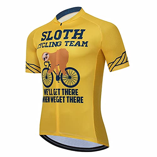 BIKE BEER Sloth Yellow Funny Team Bicycle Shirt Men Summer Cycling Jersey Cycling Clothing MTB Jersey Bike Tops M