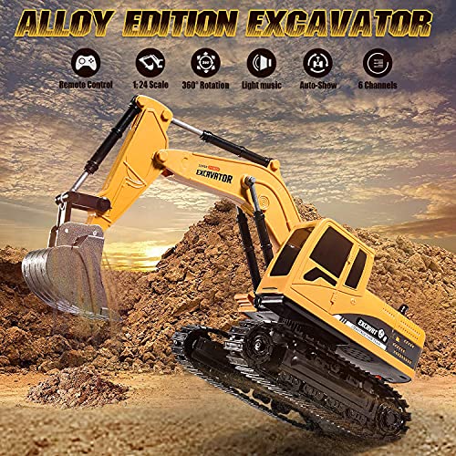 Foyomo Remote Control Excavator Toy Truck Rc Excavators, Heavy Duty Metal and Plastic Construction Truck 1:24 Scale, Full Functional Construction Vehicles Rechargeable RC Truck with Lights Sounds | The Storepaperoomates Retail Market - Fast Affordable Shopping