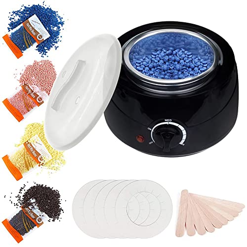 Wax Warmer，Wax melting machine or spa waxing with 4 Flavors Stripless Hard Wax Beans10 sticks suitable for facial bikini area armpits whole body waxing painless wax kit suitable for women and men