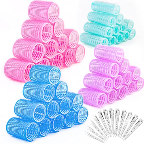60 PCS Hair Rollers Sets with Duckbill Clips -Cludoo Hair Rollers Include 4 Size (Large, Medium, Small)4 Colors Rollers Hair, Curlers Hair Design for DIY or Hair Salon for Long Medium Short Hair