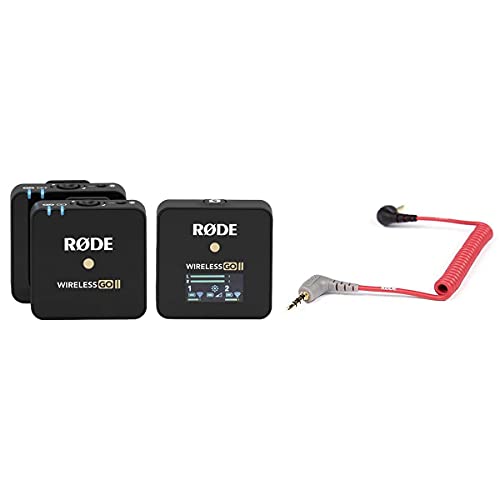 Rode Wireless GO II Compact Microphone System with 2x Transmitters and 1x Receiver – With Rode SC7 3.5mm TRS to TRRS Patch Cable