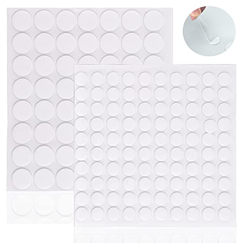 156 PCS Double Sided Adhesive Dots, Removable Clear Sticky Putty No Trace Round Adhesive Putty for Wax Seal Kit Wall Hanging Festival Decoration (10mm +15mm)
