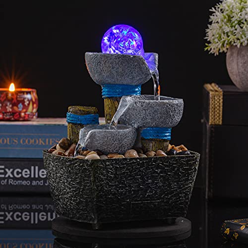 Tabletop Fountain Tabletop Waterfall Meditation Fountain Indoor Fountain Decorative Fountain Office Home Leisure and Relax Mini Tabletop Pool Leisure Fountain Including Many Natural River Rocks | The Storepaperoomates Retail Market - Fast Affordable Shopping