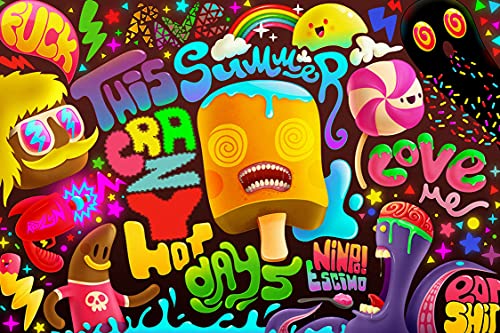ABERDOMIC 500 Piece Jigsaw Puzzles for Adults Teen Kids, Carnival Doodle – The Crazy Candy, Vivid Color Colorful Patterns Pieces Puzzle, Funny and Difficult Challenging