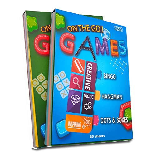 GRANDLMOON 6 Portable Travel Game Activities Notepad On The Go Plane Trip Game 4 x 6-inches (2 Pads and 60 Sheets Each)