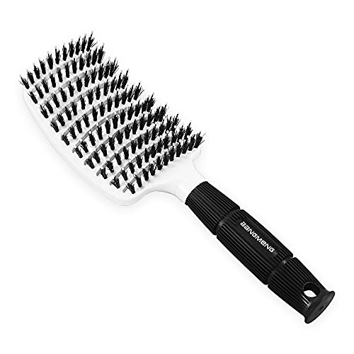 Hair Brushes for Women, Vented Hair Brush with Boar Bristles, Curved Vent Brush for Blow Drying, Suitable for Long, Short,Thick, Thin, Straight, Curly, Fine Hair