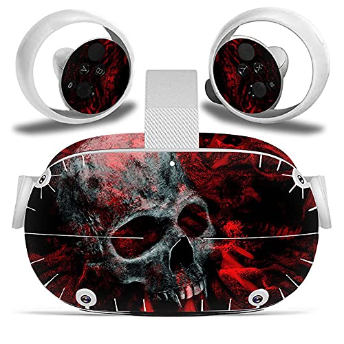 Oculus Quest 2 VR Headset and Controller Skin, Blood Skull Vinyl Decal Sticker for VR Headset and Controller, Virtual Reality Protective Accessories