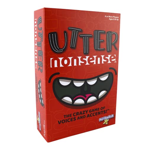 PlayMonster Utter Nonsense — The Crazy Game of Voices and Accents — Ridiculous Family Fun — Ages 8+ — 4-20 Players, Red