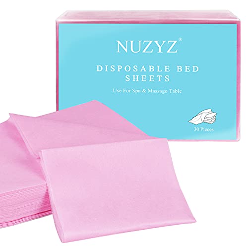NUZYZ 30pcs Disposable Massage Bed Sheet Spa Beauty Table Sheet Breathable Waterproof Non Woven 31″X 71″ Bed Cover for Tattoo Beauty Salon Hotels (Pink)