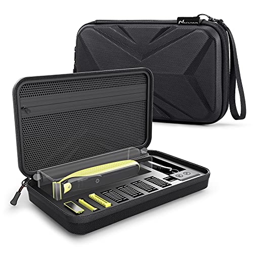 Nacuwa Hard Travel Case for Philips Norelco OneBlade QP2520, QP2530, QP2620, QP2630 Hybrid Electric Trimmer, Shaver Organizer Protective Cover Storage Bag (Black)