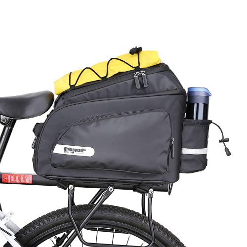 Huntvp Bike Trunk Bag Bike Rear Seat Bag Waterproof Bike Pannier Bag 17L for Bicycle Cargo Rack Saddle Bag Bicycle Commuter Bag Shoulder Bag Laptop Pannier Rack Bicycle Bag (Black)