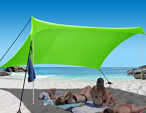 easierhike Beach Shade Windproof Design,Sun Shelter UPF50+ Portable Family Tent with 6 Sandbags Anchors 7×7 FT 2 Pole Pop Up Outdoor Shelter for Beach, Camping, Fishing, Backyard and Picnics