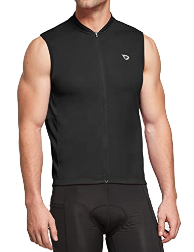 BALEAF Men’s Sleeveless Cycling Jersey Road Bike Shirt Bicycle Biking Tank Tops Full Zip Pockets SPF Black XL