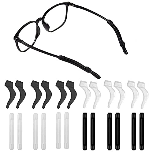 Yauende Silicone Eyeglasses Temple Tips Sleeve Retainer, Anti-Slip Elastic Comfort Glasses Retainers For Sunglasses, Reading Glasses, Sports Glasses Belt, 12 pairs