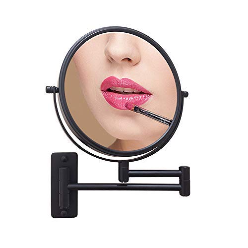 10x Wall Mounted Magnifying Mirror 8 inch can 360 Degree Rotating Double-Sided Bathroom Makeup Mirror (Black)