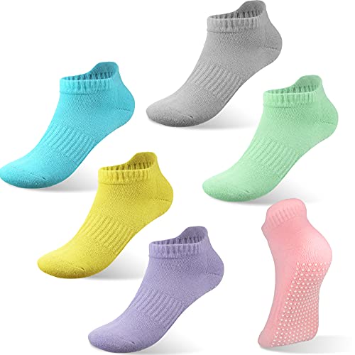 Geyoga 6 Pairs Women Yoga Socks Grip Non Slip Barefoot Workout for Barre Ballet(Mixed Color)