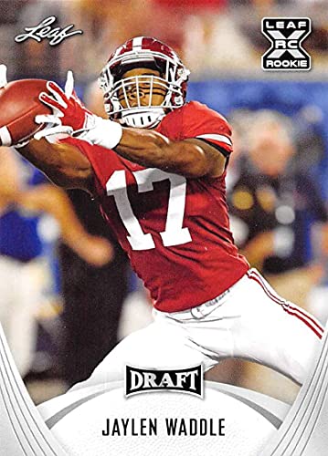 2021 Leaf Draft #28 Jaylen Waddle Alabama Crimson Tide XRC Official Pre Draft Football Rookie Card in Raw (NM or Better) Condition