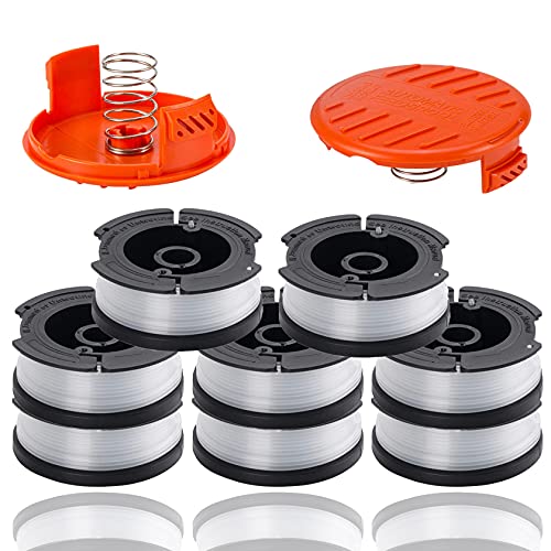 FYSHIQING AF-100 0.065″ Auto Feed Spool Line 30ft Replacement for GH900 GH600 GH610 String Trimmer 30ft 0.065″ Trimmer Line Replacement Spool Refills (8 Spools + 2 Caps + 2 Spring)
