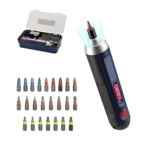 4V Cordless Electric Screwdriver with 4 Torques Small portable power screwdriver kit,2Ah Li-ion available for USB charging,with LED Work Light for the repair of appliances, furniture