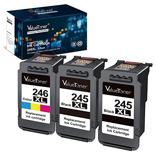 Valuetoner Replacement for Canon Ink Cartridges 245 and 246 Pg-245Xl Cl-246Xl PG-243 CL-244 Compatible with TR4520 MX492 MX490 MG2420 MG2520 MG2522 MG2920 MG2922 MG3022 MG3029 (3-Pack)