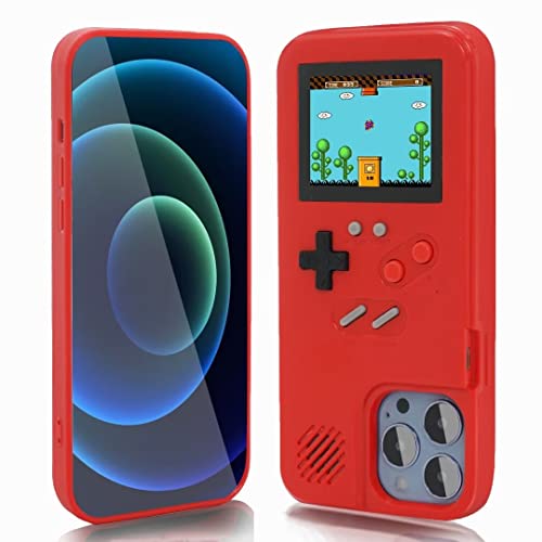 WeLohas Gameboy Case for iPhone 12/12 Pro,Handheld Retro 168 Classic Games,Color Video Display Game Case for iPhone,Anti-Scratch Shockproof Phone Cover for iPhone Red