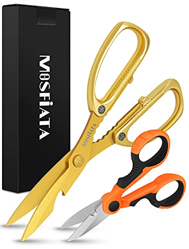 MOSFiATA Kitchen Shears 2 Pack, Utility Food Scissors Multipurpose Heavy Duty Stainless Steel Meat Scissors for Chicken, Vegetables, Fish, and More
