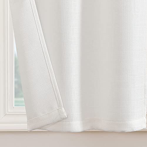 jinchan White Kitchen Curtains 24 Inch Tier Curtains for Living Room Linen Textured Cafe Curtains for Bathroom Farmhouse Country Light Filtering Short Window Curtain Set Rod Pocket 2 Panels | The Storepaperoomates Retail Market - Fast Affordable Shopping