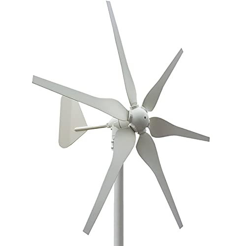 Wind Turbines Generator DC 12V 24V with 6 Blade 300W 2.0m S Low Wind Speed Starting Wind Turbines with Charge Controller,Windmill for Home-White 24v