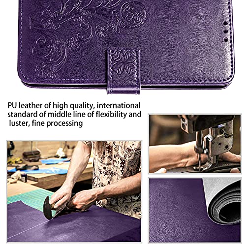 Supdigital Galaxy A32 5G Wallet Case [Not for A32 4G], [Flower Embossed] Premium PU Leather Flip Protective Case Cover with Card Holder and Stand for Samsung Galaxy A32 5G 2021 Release (Purple) | The Storepaperoomates Retail Market - Fast Affordable Shopping