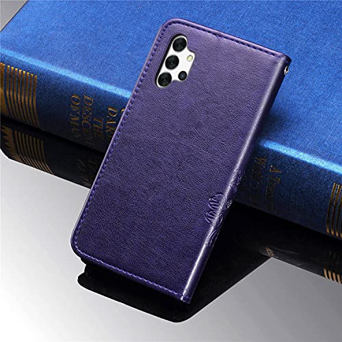 Supdigital Galaxy A32 5G Wallet Case [Not for A32 4G], [Flower Embossed] Premium PU Leather Flip Protective Case Cover with Card Holder and Stand for Samsung Galaxy A32 5G 2021 Release (Purple) | The Storepaperoomates Retail Market - Fast Affordable Shopping