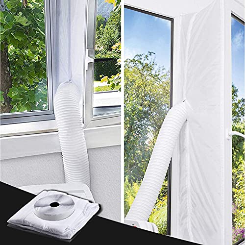 TOPOWN 560cm/220″Universal Window Seal for Portable Air Conditioner and Tumble Dryer,Easy to Install-Seal for AC Unit-Sealing AC with Zip and Adhesive Fastener,Works with Every Mobile Air-Conditioning