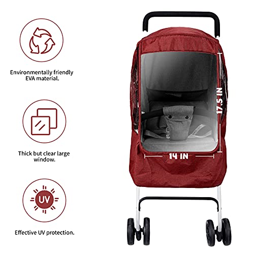 Stroller Rain Cover & Mosquito Net,Weather Shield Accessories – Protect from Rain Wind Snow Dust Insects Water Proof Ventilate Clear-Breathable Bug Shield for Baby Stroller by Gihims(Red) | The Storepaperoomates Retail Market - Fast Affordable Shopping
