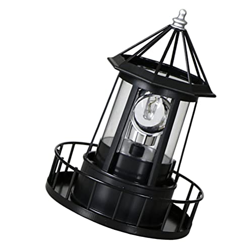 Cabilock Lighthouse Lawn Ornament Solar LED Rotating Lighthouse LED Patio Decking Garden Rotating Light Garden Yard Lawn Lamp for Outdoor Home Solar Lighthouse Lighthouse Rotating Light