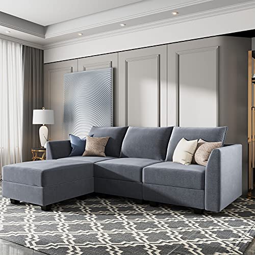 HONBAY Reversible Sectional Sofa Couch with Chaise L Shape Couch Modern Modular Sofa for Living Room, Bluish Grey