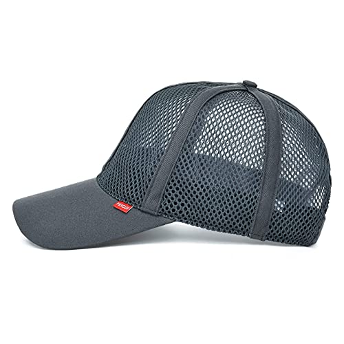 FEICUI Men Mesh Trucker Baseball Cap Hat Adjustable 6-Panel Hat Outdoor Sports Wear (Grey) | The Storepaperoomates Retail Market - Fast Affordable Shopping