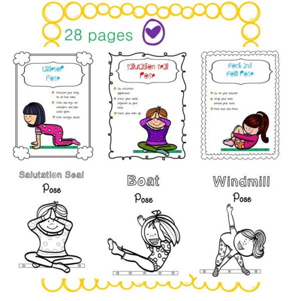 Kids Yoga Poses Posters and Coloring Sheets