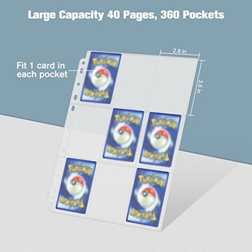 Fintie 360 Pockets Trading Card Sleeves Binder, Collectible Card Album Folder, Compatible with Pokemon, MTG, YUGIOH, Baseball Cards, Sports Football Cards (Black) | The Storepaperoomates Retail Market - Fast Affordable Shopping