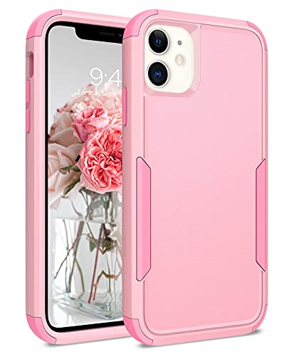 BENTOBEN iPhone 11 Case, Phone Case iPhone 11, Heavy Duty 3 in 1 Full Body Rugged Shockproof Hybrid Hard PC Soft TPU Bumper Drop Protective Girls Women Boy Men Covers for iPhone 11 6.1″, Pink Design