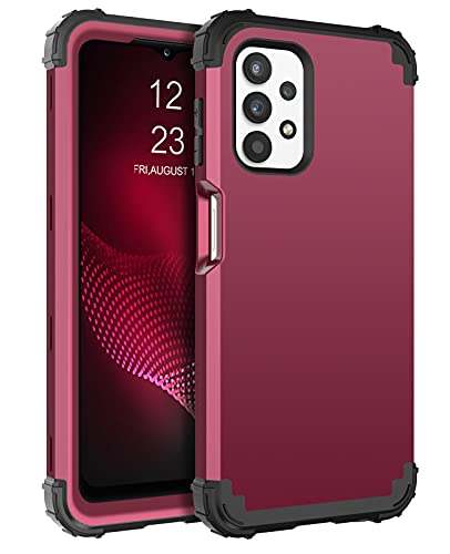 BENTOBEN Galaxy A32 5G Case, 3 Layer Hybrid Hard PC Soft Rubber Heavy Duty Rugged Bumper Shockproof Anti Slip Full-Body Protective Phone Cover for Samsung Galaxy A32 5G 2021, Wine Red