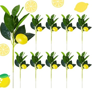 Chuangdi 10 Pieces Artificial Lemon Branches Lemon with Green Leaves Picks Artificial Lemon Picks Decoration for Home or Table Centerpiece, Holiday Farmhouse Garden Kitchen Vase Decoration | The Storepaperoomates Retail Market - Fast Affordable Shopping